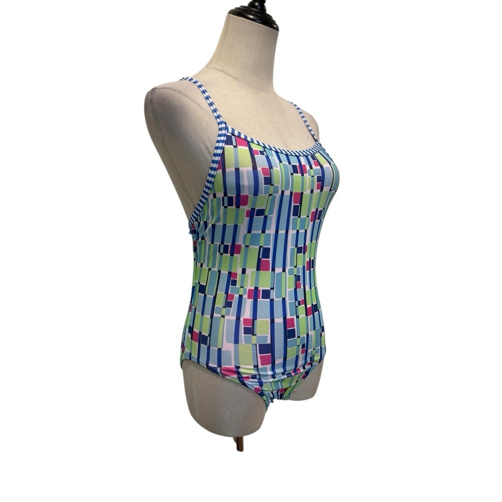 Dolfins Uglies One Piece Women's Swimsuit Sz 10 Geometric Print Cross Back - Picture 3 of 8